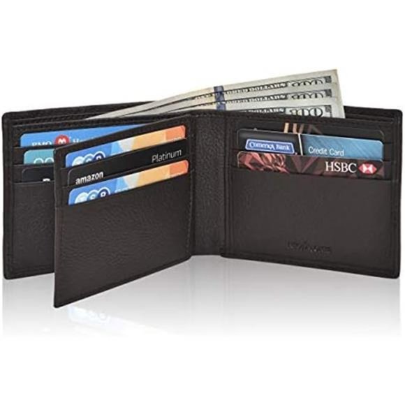 Handmade RFID Leather Bifold Wallets For Men Brown NDM
